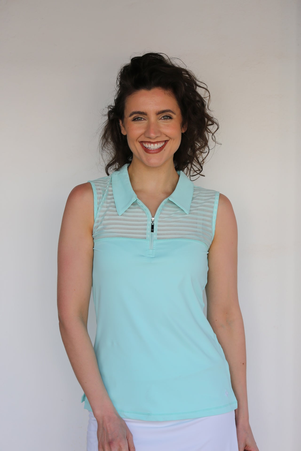 Women's Sheer Sleeveless Golf Shirt - Aqua