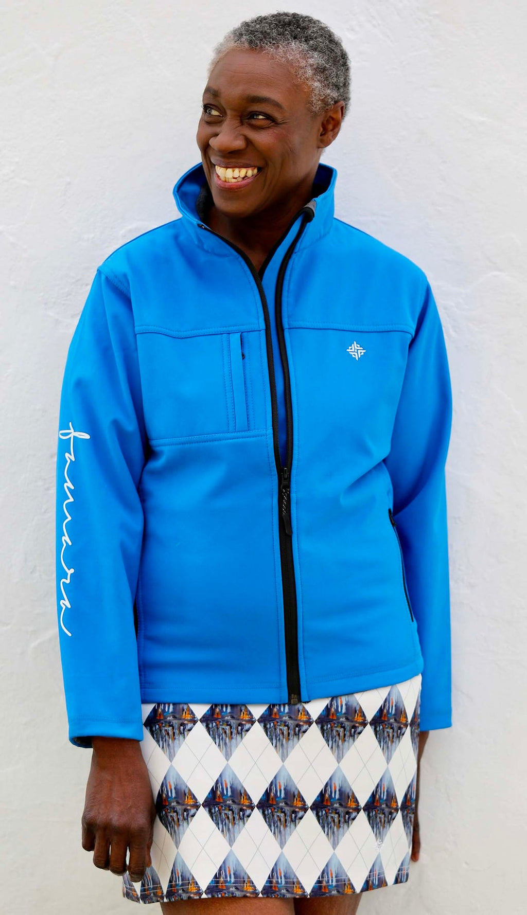 Women's branded Soft Shell Jacket – Azure Blue