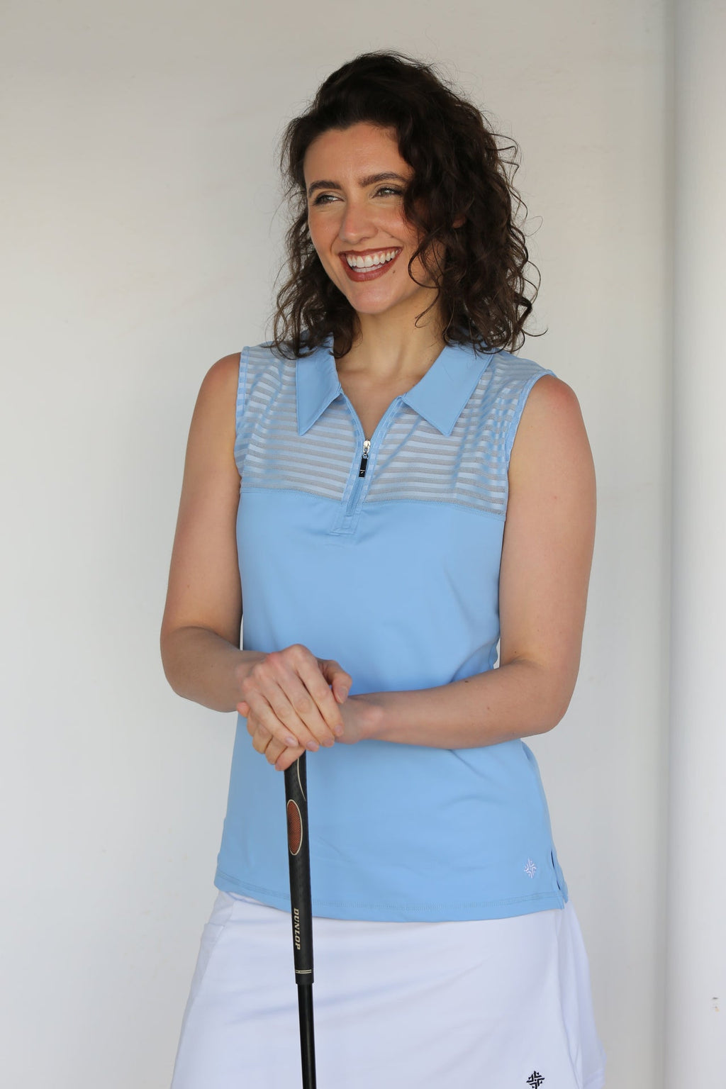 Women's Sheer Sleeveless Golf Shirt - Sky