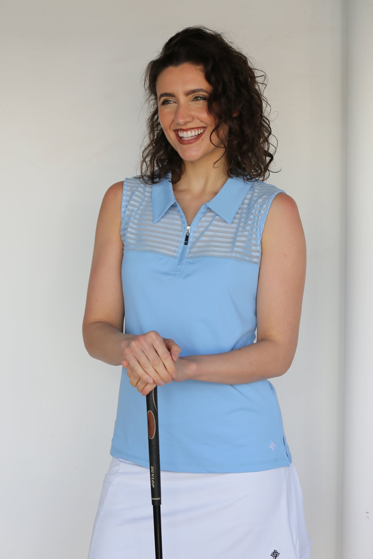 Women's Sheer Sleeveless Golf Shirt - Sky