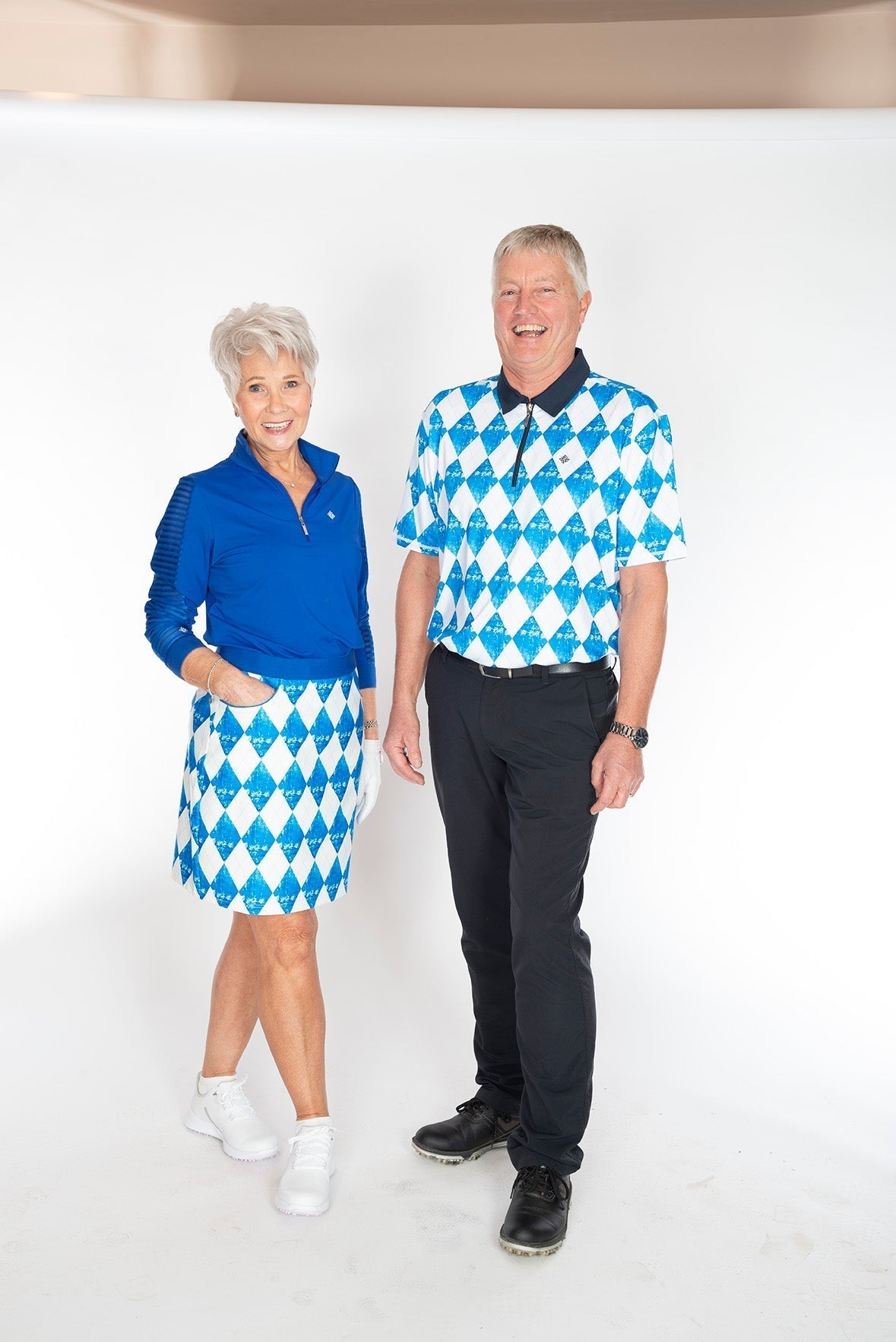 Men's Short Sleeve Golf Shirt Harlequin - Blue Lagoon