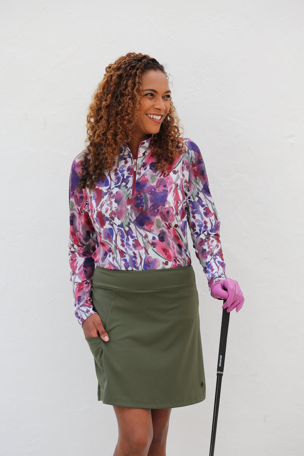 Kick Pleat Golf Skort Moss