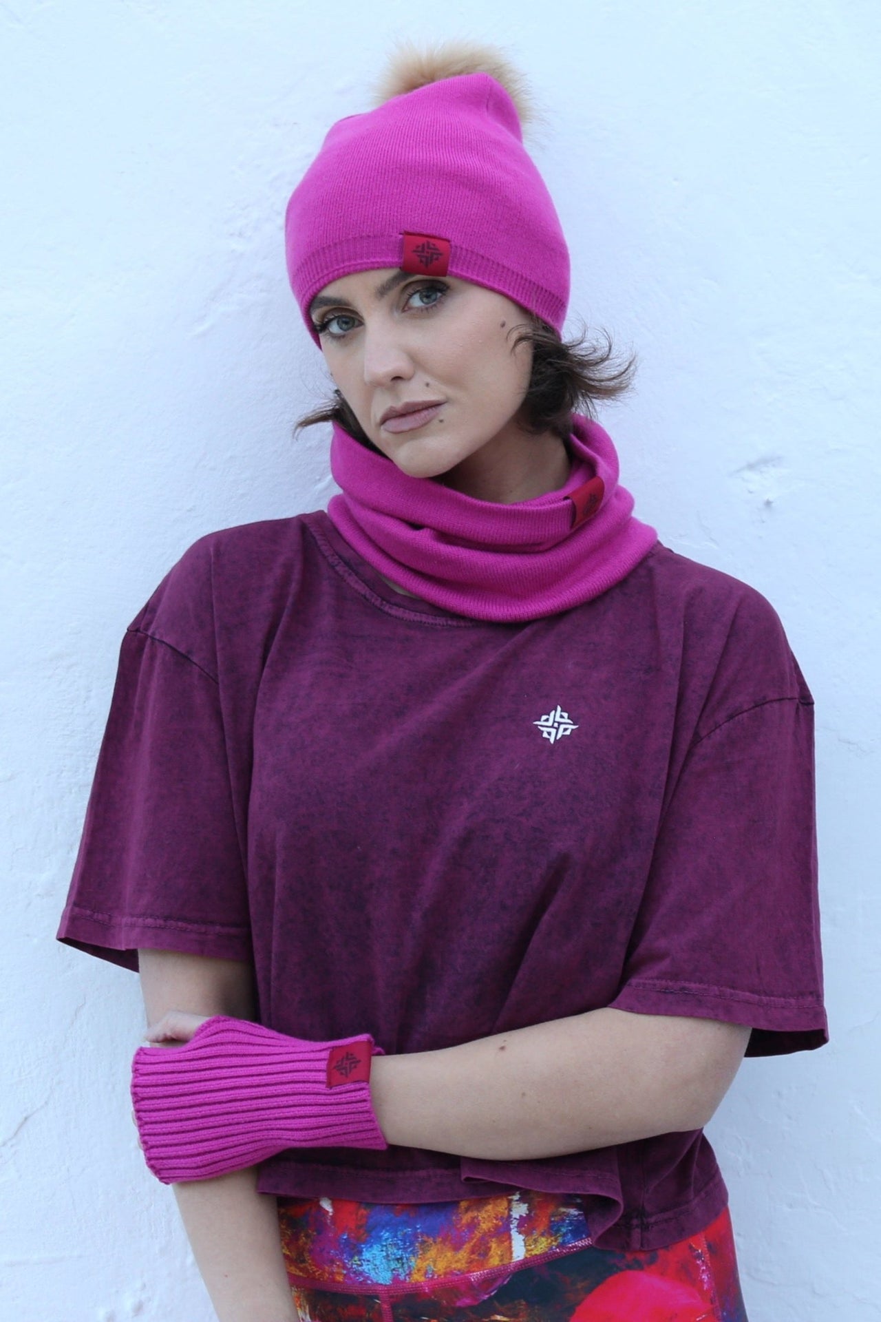Women's Acid Wash Crop Tee - Berry