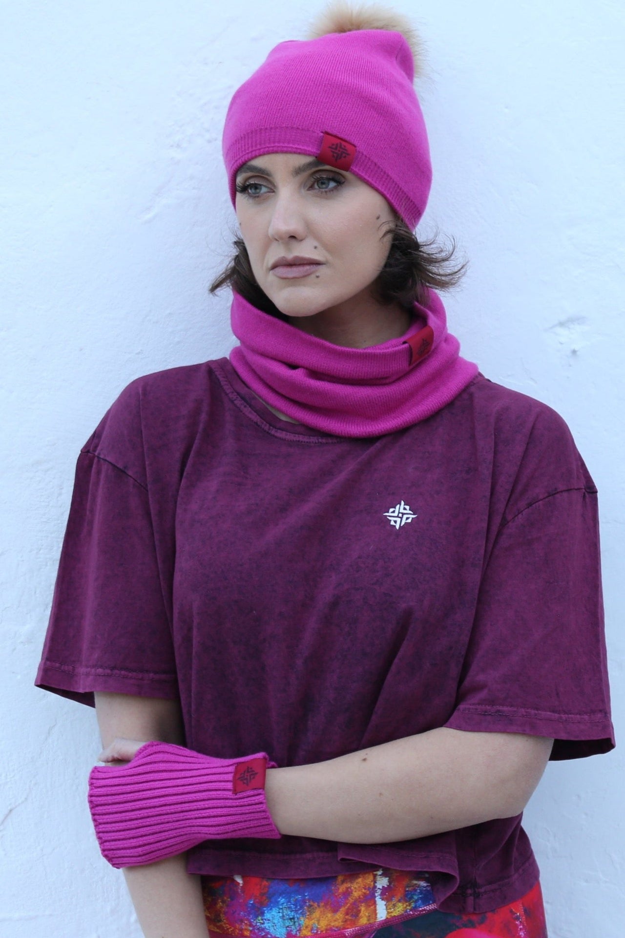 Women's Acid Wash Crop Tee - Berry