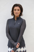 Sheer Long Sleeve Golf Shirt Charcoal