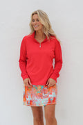 Sheer Long Sleeve Golf Shirt Cherry