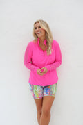 Sheer Long Sleeve Golf Shirt Hot Pink 