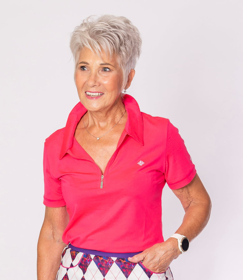 Short Sleeve Polo Golf Shirt Cerise
