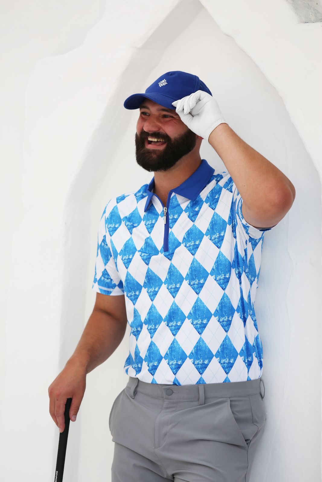 Men's Short Sleeve Golf Shirt Harlequin - Blue Lagoon