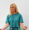 Women's Acid Wash Crop Tee - Teal