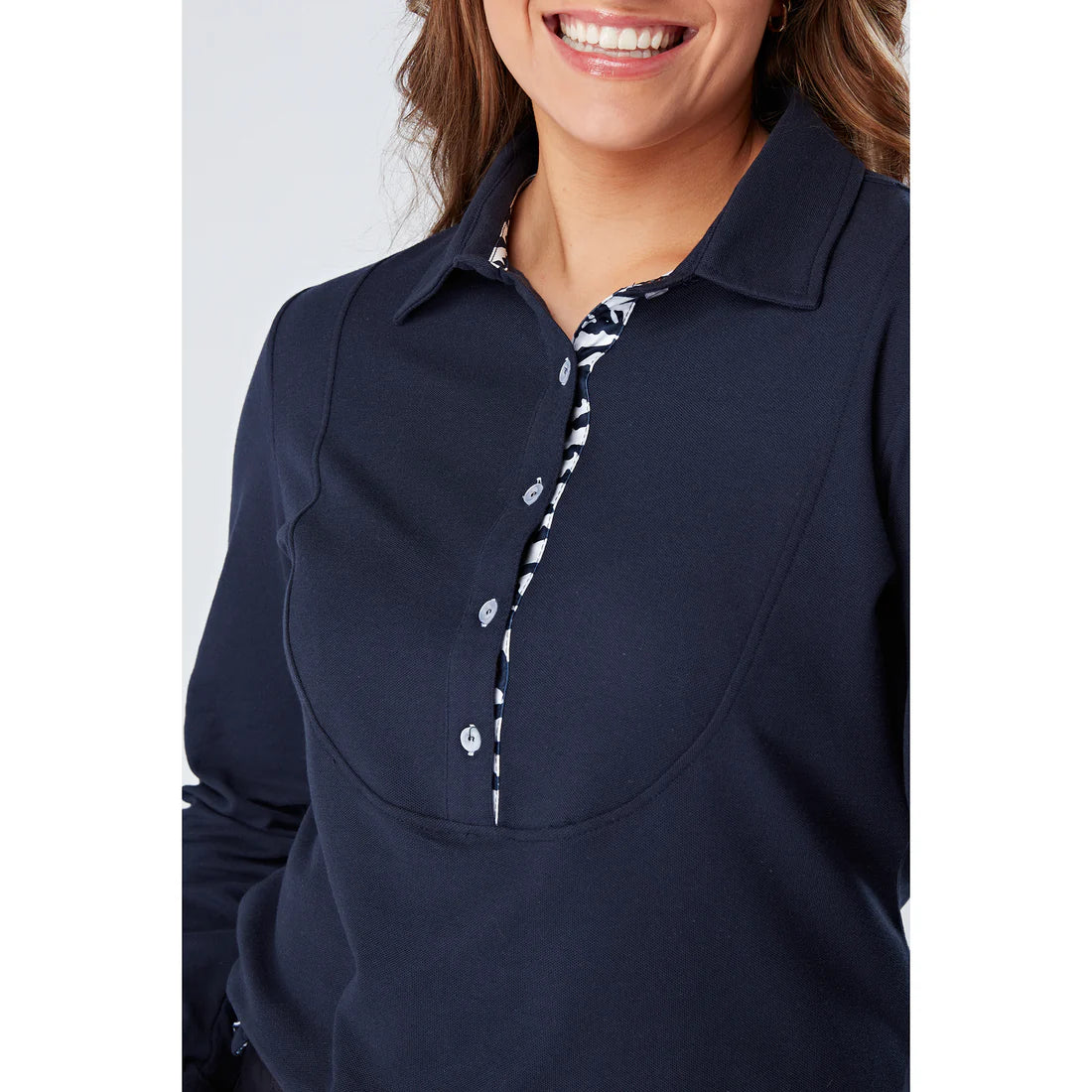 Swing Out Sister Marjorie Long Sleeve Polo Shirt Navy