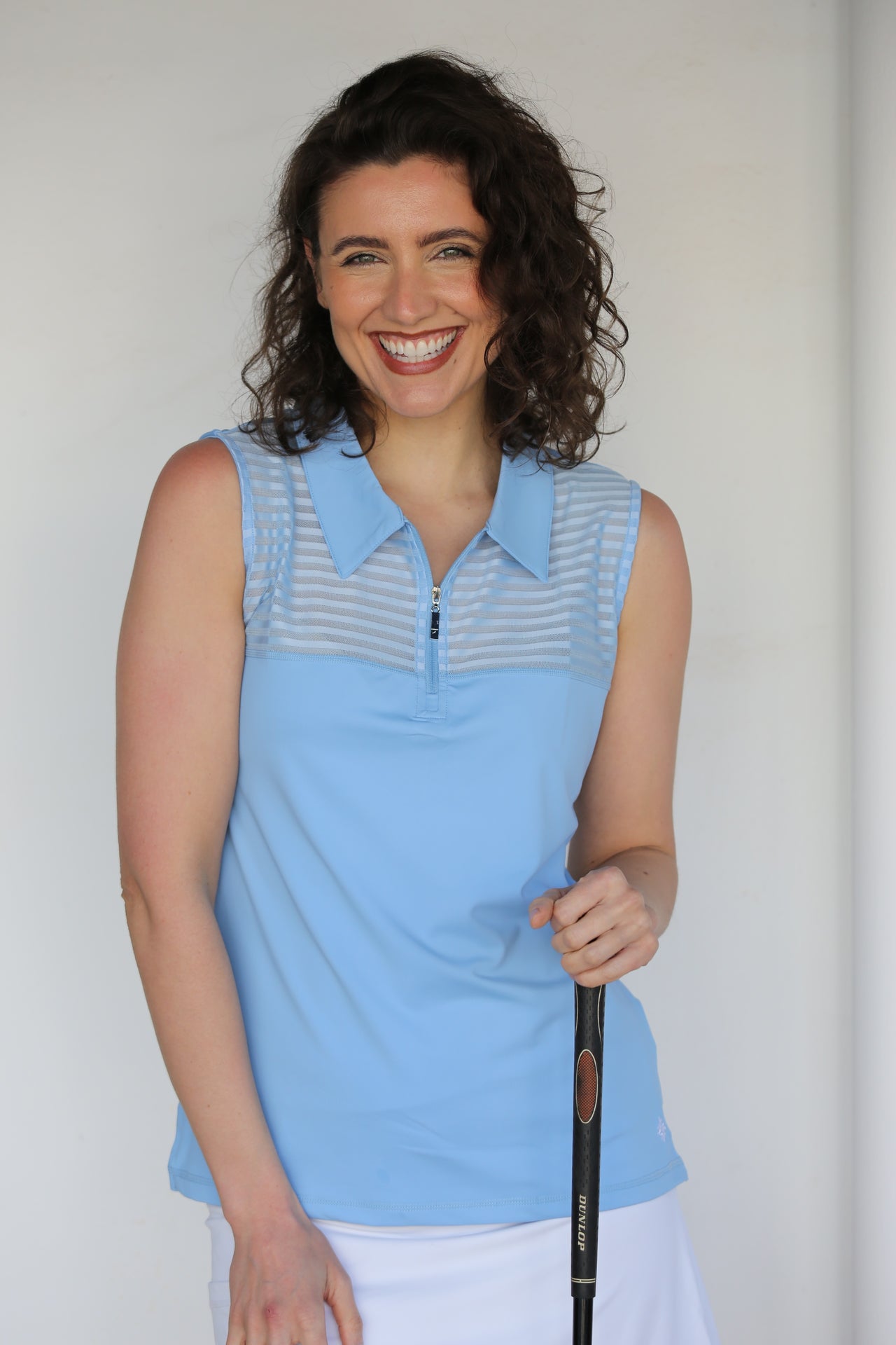 Women's Sheer Sleeveless Golf Shirt - Sky
