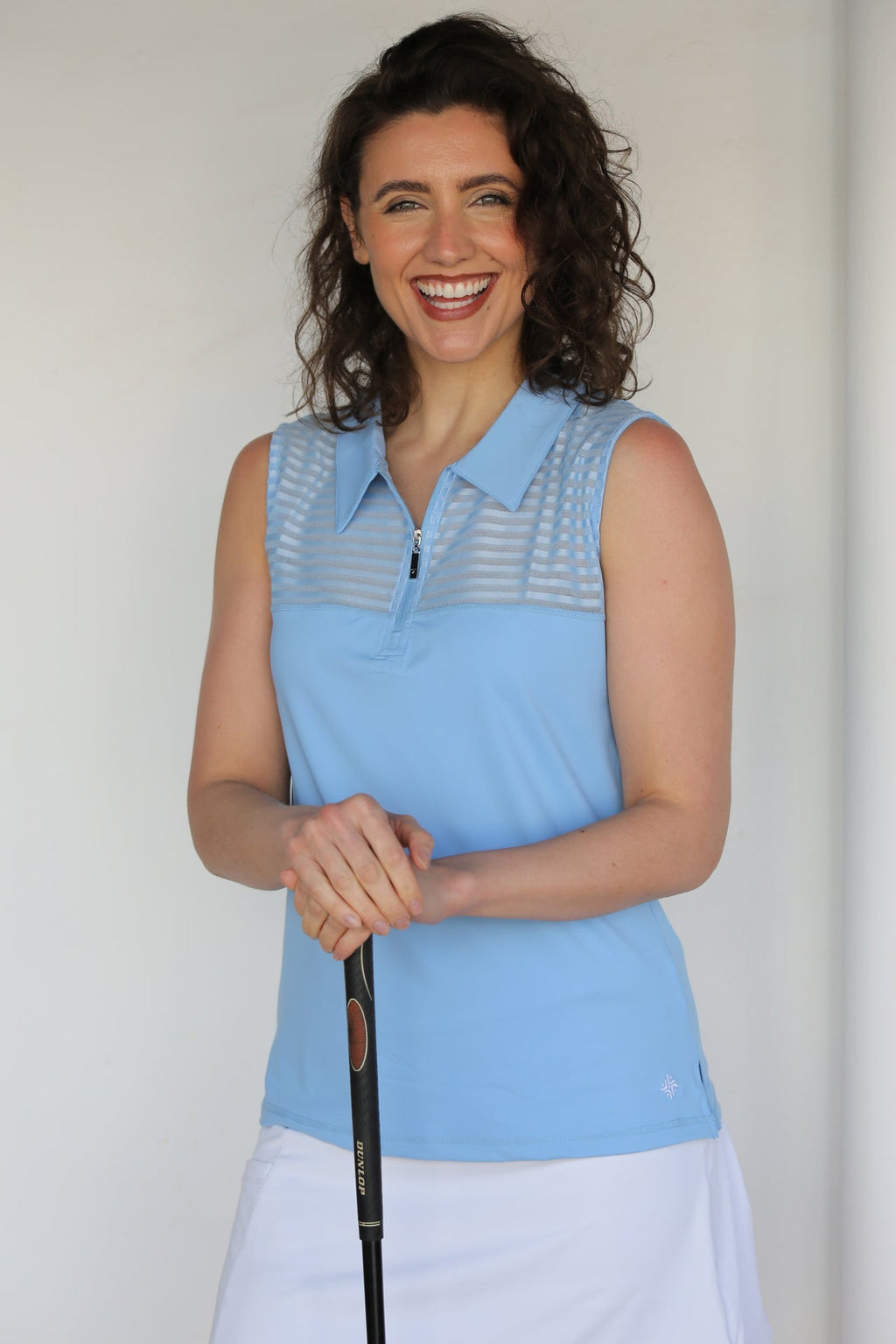 Women's Sheer Sleeveless Golf Shirt - Sky