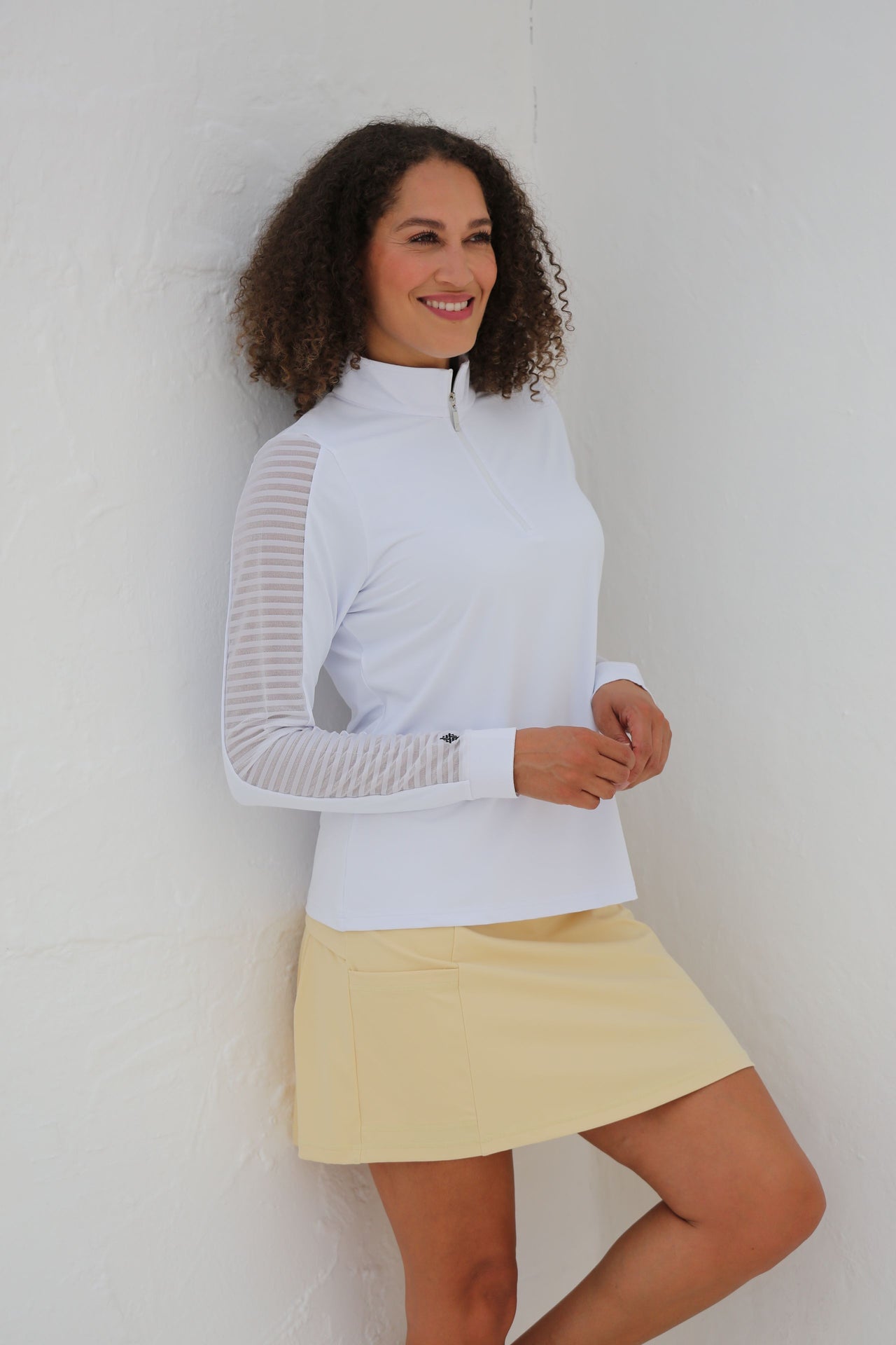 Women's Sheer Long Sleeve Golf Shirt - White